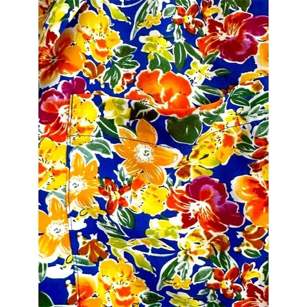 Lulus Floral Womens Blouse Size M Satin Cropped Multicolor Casual 1276